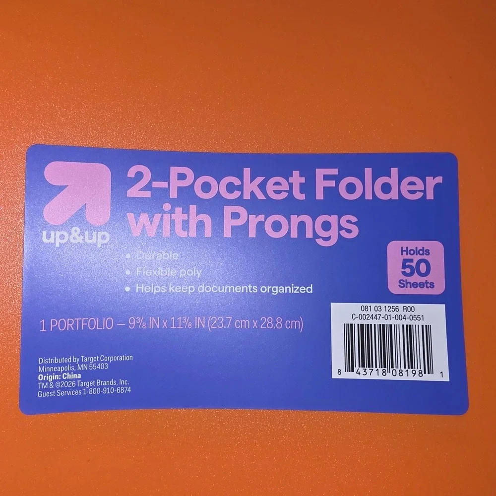 24 Up & Up and 1 U Brands 2-Pocket Poly Folders with Prongs Orange Plaid Bundle